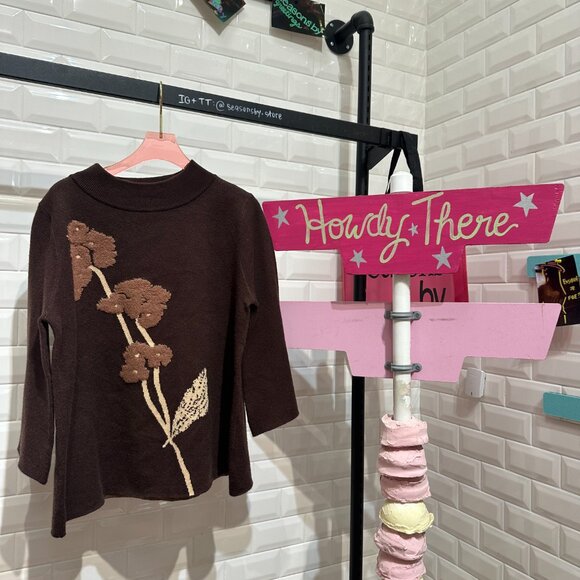 Flower Mock Neck Sweater Top - K0904 - Umgee USA - Picture 1 of 3